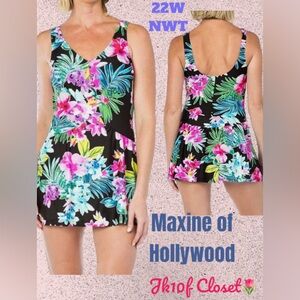 🌺NWT Maxine of Hollywood 22W TROPICAL FLORAL Swimsuit